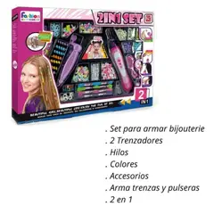 OEM - Kit Creativo 2 en 1 para Hacer Trenzas y Pulseras para Niñas Con Accesorios y Herramientas