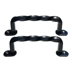 GENERICO - Pack 2 manilla rústica hierro retorcido puertas, negro