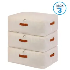 CARRY ALL - Pack 3 Bolsas Organizadoras Underbed Bajo Cama De Lino