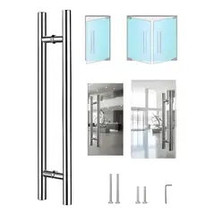 GENERICO - Manillón doble acero inox 100 cm puerta madera y cristal 6