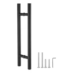 GENERICO - Jaladera tipo H inox 100 cm puerta de cristal, negro 2