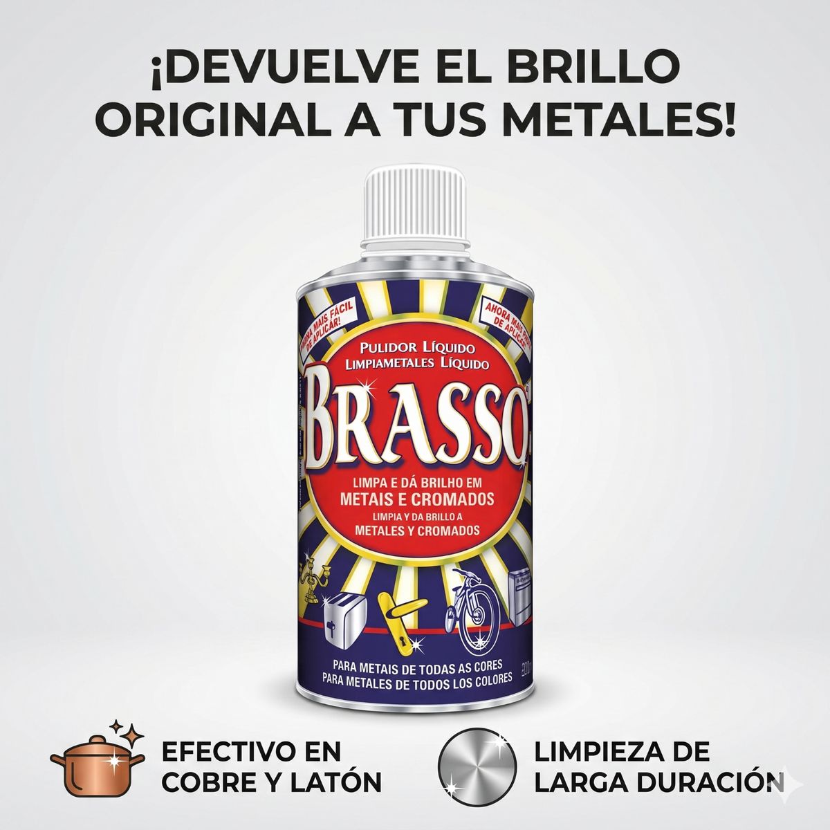 BRASSO - Limpiador Pulidor Cobre Laton Brasso 200ml