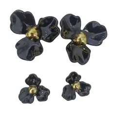 LUX JOYAS - AROS ALEACIÓN FLOR ONIX 2P