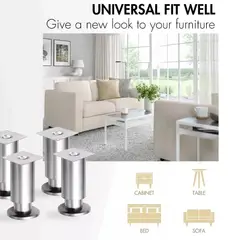 GENERICO - Pack 4 Patas Metálicas Altura 10cm Para Mueble Sofa Cama