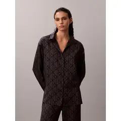 CALVIN KLEIN - Camisa de Pijama de Satén con Estampado Gris
