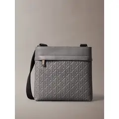 CALVIN KLEIN - Bolso Cruzado con Estampado de Emblema Gris