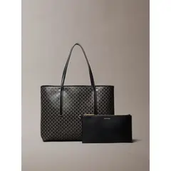 CALVIN KLEIN - Cartera Tote Pequeña con Estampado y Cartera Mini Negro