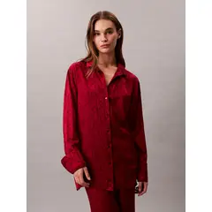 CALVIN KLEIN - Camisa de Pijama de Satén con Estampado Rojo