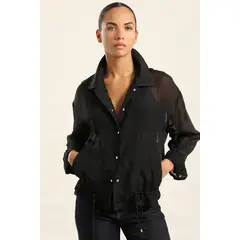LIOLA - Bluson Bomber Mix Lyocell, Negro