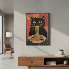 GENERICO - Hermoso y Sofisticado Cuadro Decorativo gato glotón