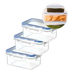 GENERICO - Taper contenedor hermético plástico 1000 ml comida 3u