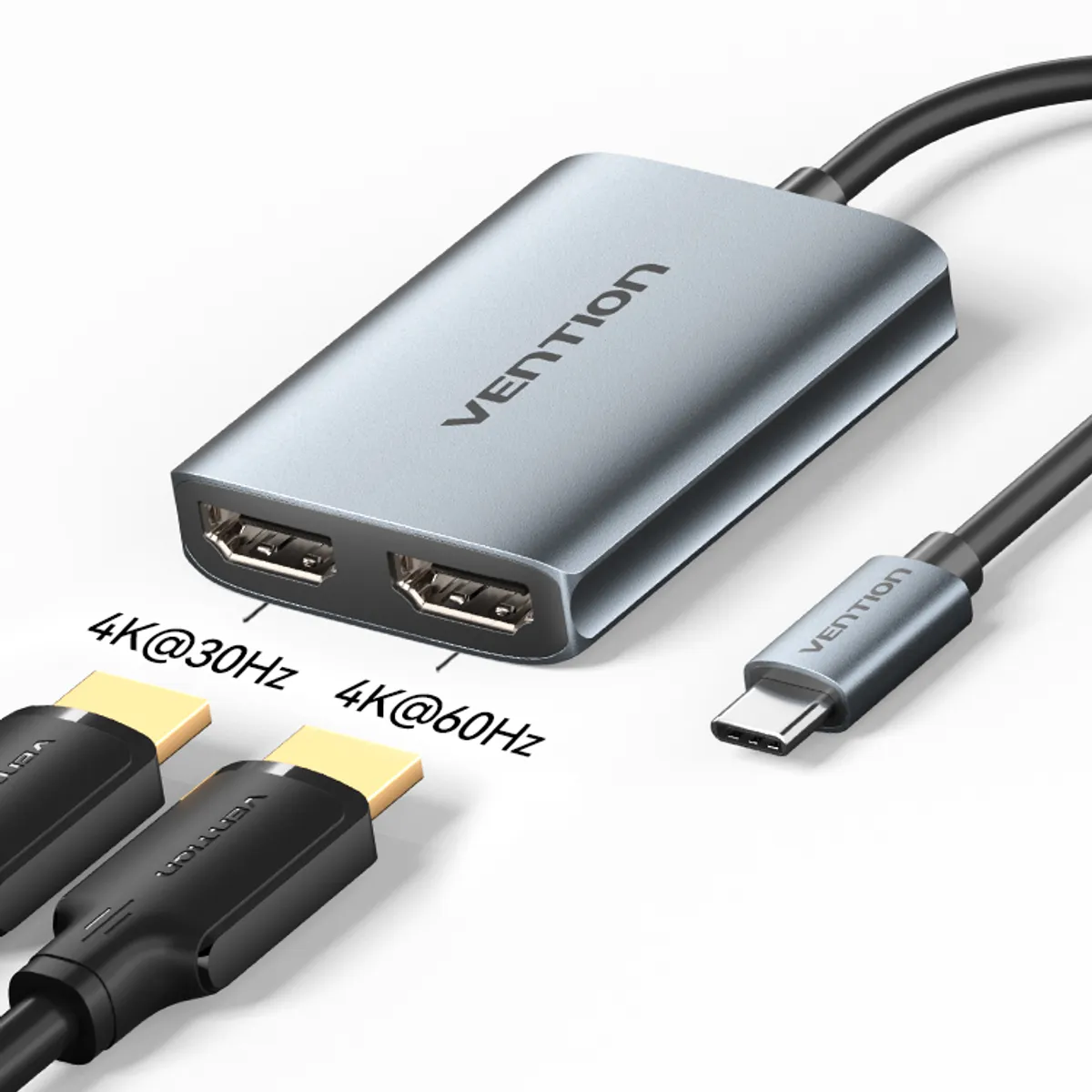 VENTION - Adaptador Usb-c A Hdmi X2 Para Doble Monitor Mst 4k 60hz