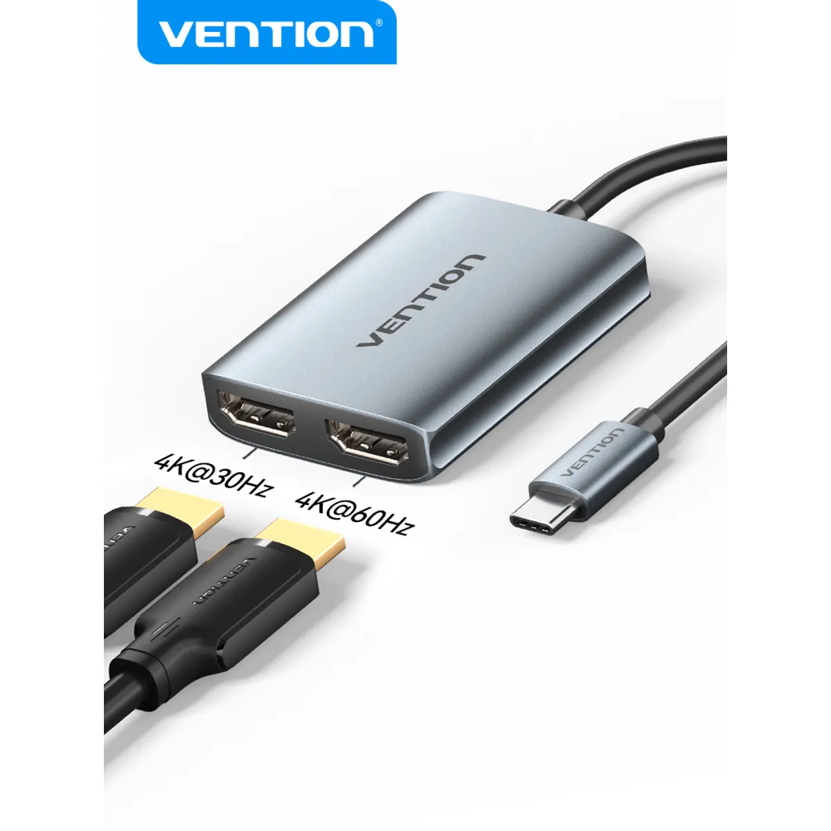 VENTION - Adaptador Usb-c A Hdmi X2 Para Doble Monitor Mst 4k 60hz