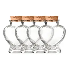 GENERICO - Pack 24 botellas decorativas corazón 80 ml tapa corcho