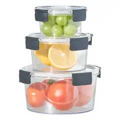 GENERICO - Taper plástico contenedor hermético para alimentos 3u