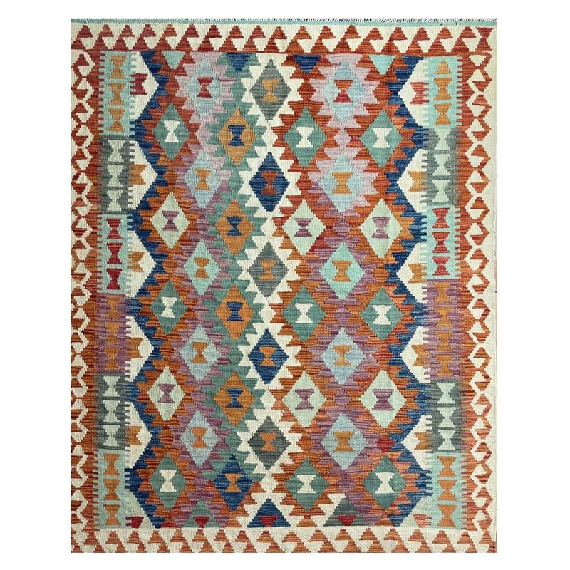 RUGSMYSTICS - Alfombra Kilim Vegi 155 x 193 cm - Hecho a Mano
