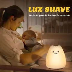 GENERICO - Lámpara Nocturna Gato Silicona 7 Colours Recargable Para Bebé Niño Regalos Para Niño