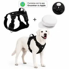 GENERICO - Arnés Reflectante para Perros con Localizador Apple Incluido - Negro Talla L