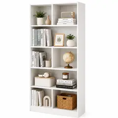 ACTUAL - Biblioteca Librero Organizador 8 Compartimentos Blanco 60x24x180 cm Estantería Multiuso Moderna