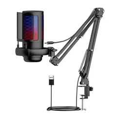 GENERICO - Micrófono ME6S con Brazo articulado para Streaming Podcast Celular PC