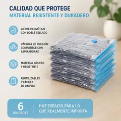 MOVI - PACK DE 6 BOLSAS COMPRESORAS AL VACÍO – MÁS ESPACIO Y MEJOR ORGANIZACIÓN EN MINUTOS