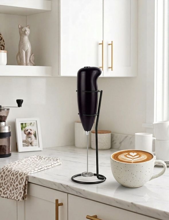 Batidor Espumador Eléctrico Para Café Y Leche A Pilas Negro