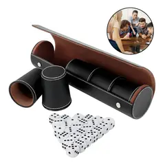 GENERICO - Cachos Cuero 5 Pu Con Dados Juego Familiar De Mesa 2 Color Marrón