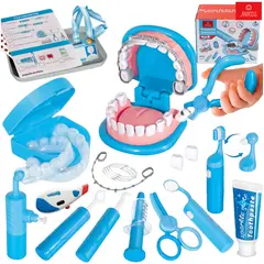 ANIKIDS - Set Juego de Rol Doctor Juguete Dentista Para Niños 24 Piezas Funcion Luz Sonido Agua Color Azul