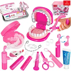 ANIKIDS - Set Juego de Rol Doctor Juguete Dentista Para Niños 24 Piezas Funcion Luz Sonido Agua Color Rosa