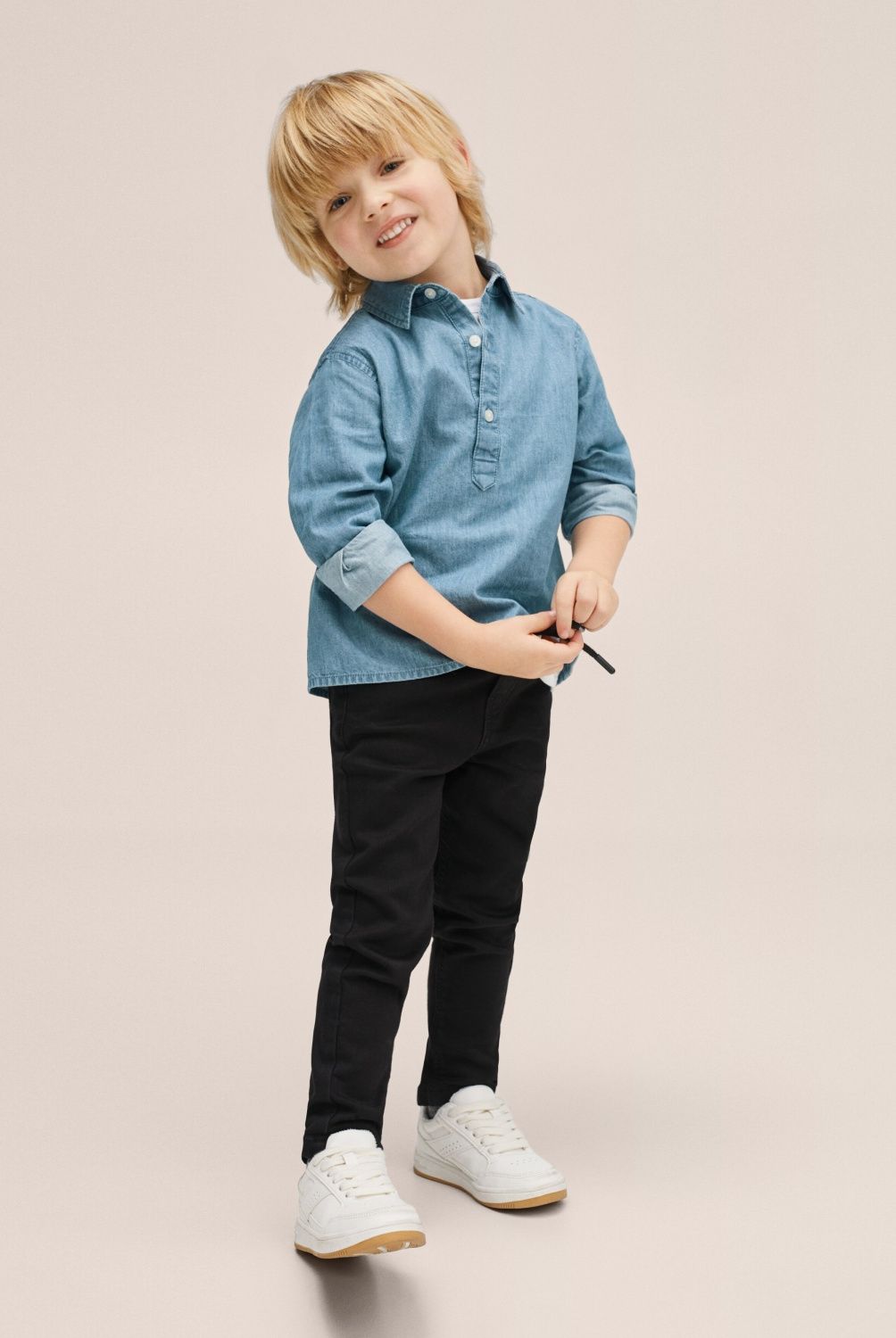 MANGO KIDS - Mango Kids Jeans Cintura Elástica Cordón Niño