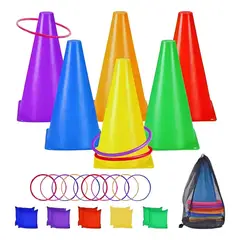 GENERICO - Kit De 6 Conos 23cm 10 Bolsas De Arena 10 Aros De Agilidad