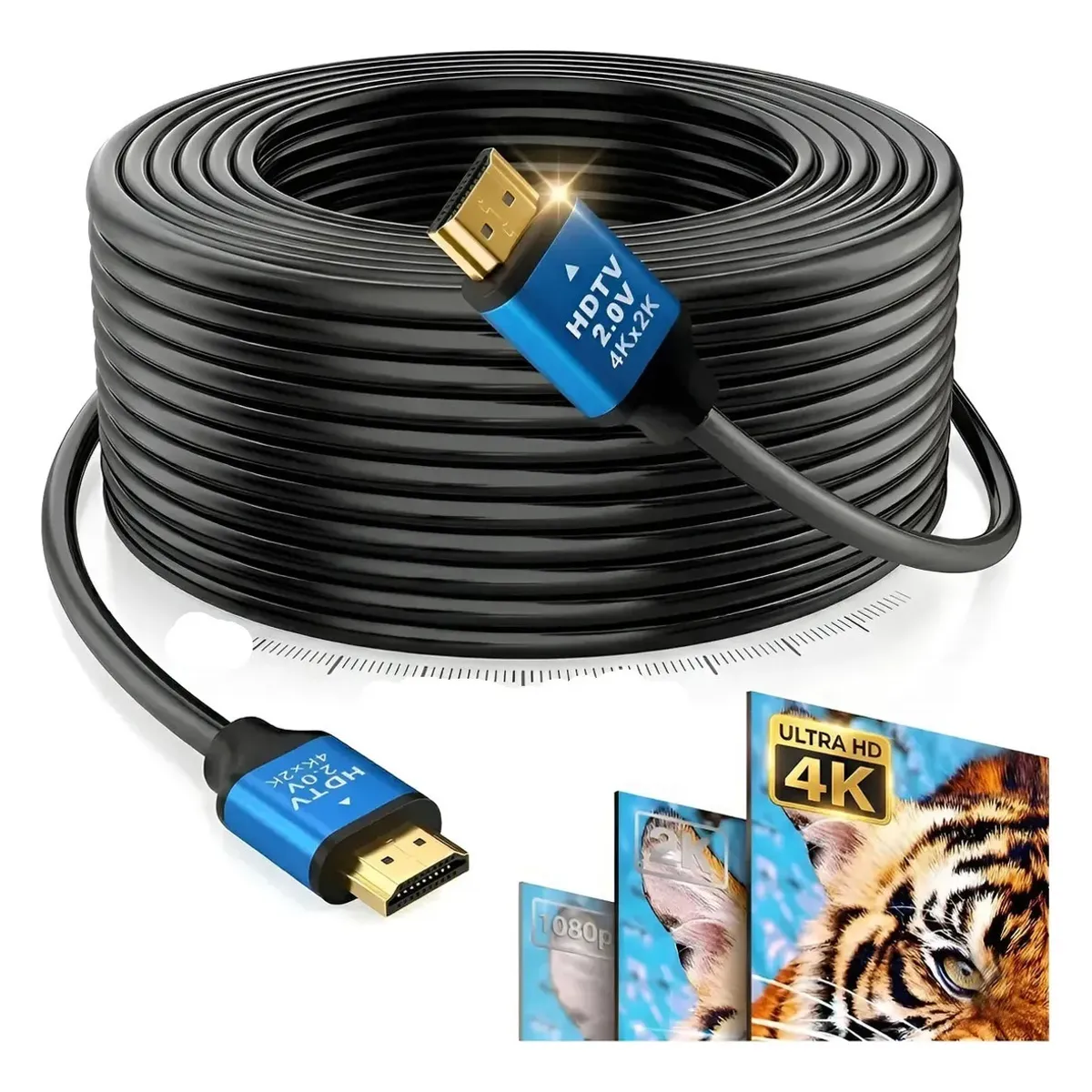 IRM - Cable HDMI 15m Reforzado Blindado Para Smart TV 4K 60Hz Play Proyector Alta Velocidad FIGO STORE