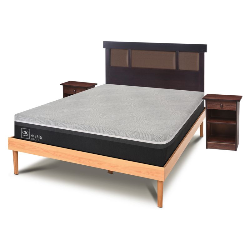 CIC - Cama Europea Hybrid 2 Plazas Base Dividida  New Dublin Chocolate Cic