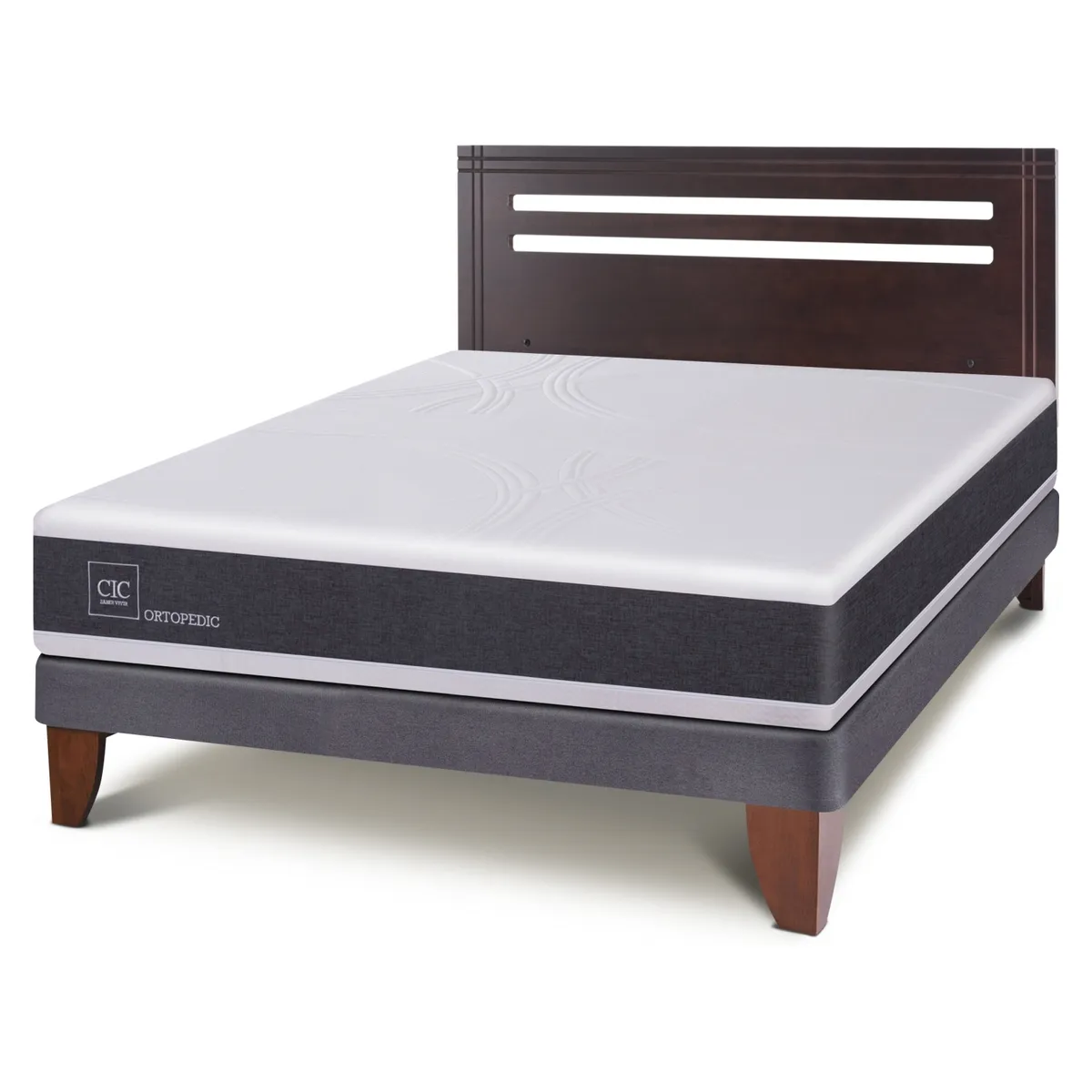 CIC - Cama Europea Ortopedic 2 Plazas Base Normal Respaldo Munichich Cic