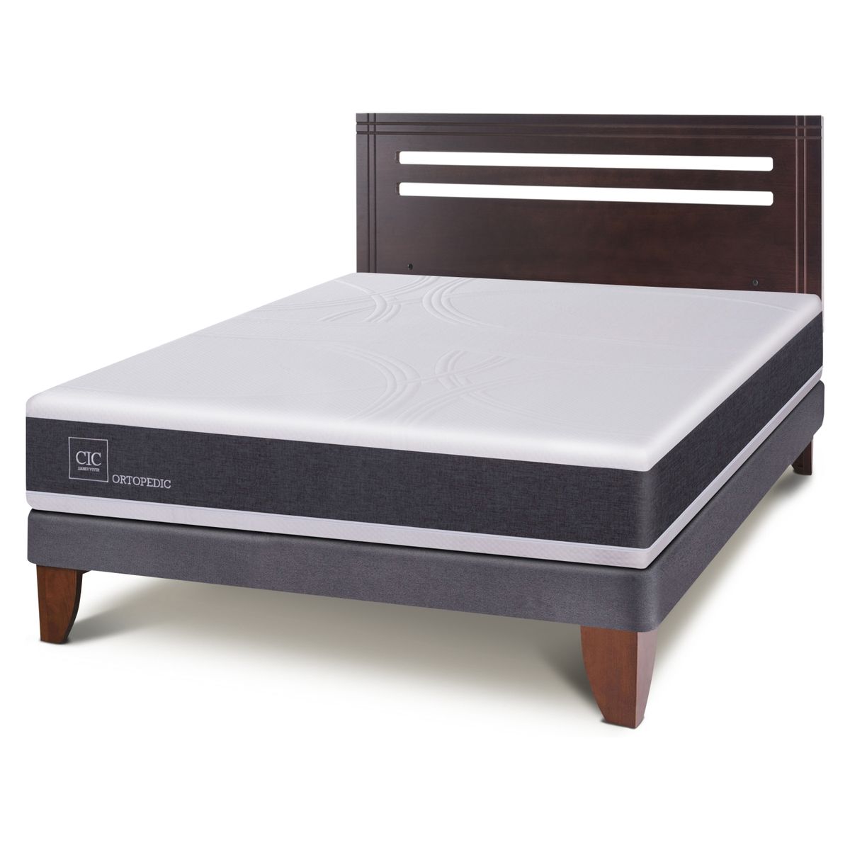 CIC - Cama Europea Ortopedic 2 Plazas Base Normal Respaldo Munichich Cic