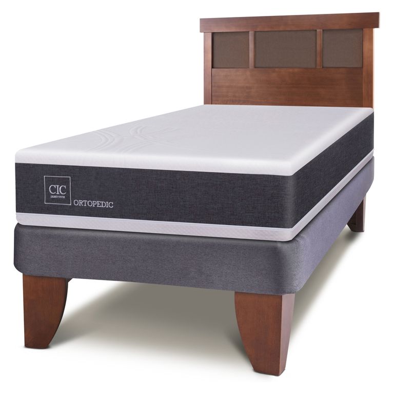 Cama Europea Ortopedic 1.5 Plazas x 2.00mt + Respaldo Dublin Caramel
