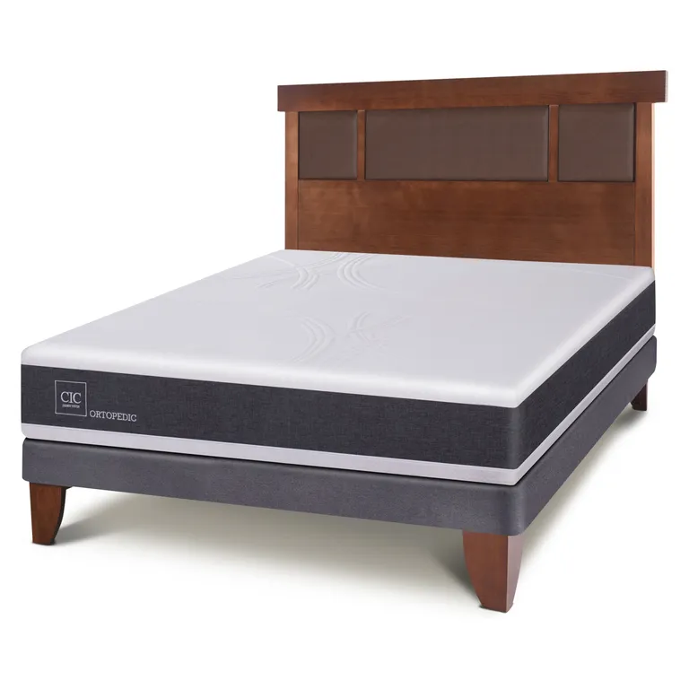 CIC Cama Europea Ortopedic 2 Plazas Base Normal + Respaldo Dublin