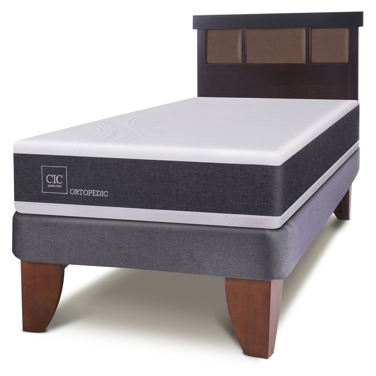 Cama Europea Ortopedic 1.5 Plazas x 2.00mt + Respaldo Dublin Chocolate