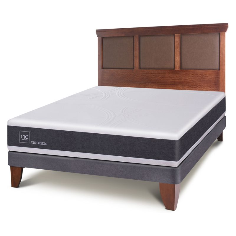 CIC - Cama Europea Ortopedic 2 Plazas Base Normal + Respaldo Torino Cic