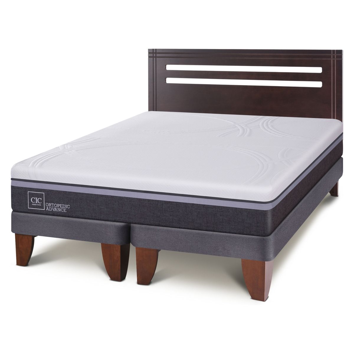 CIC - Cama Europea Ortopedic Advance 2 Plazas Base Dividida + Respaldo New Munich Cic