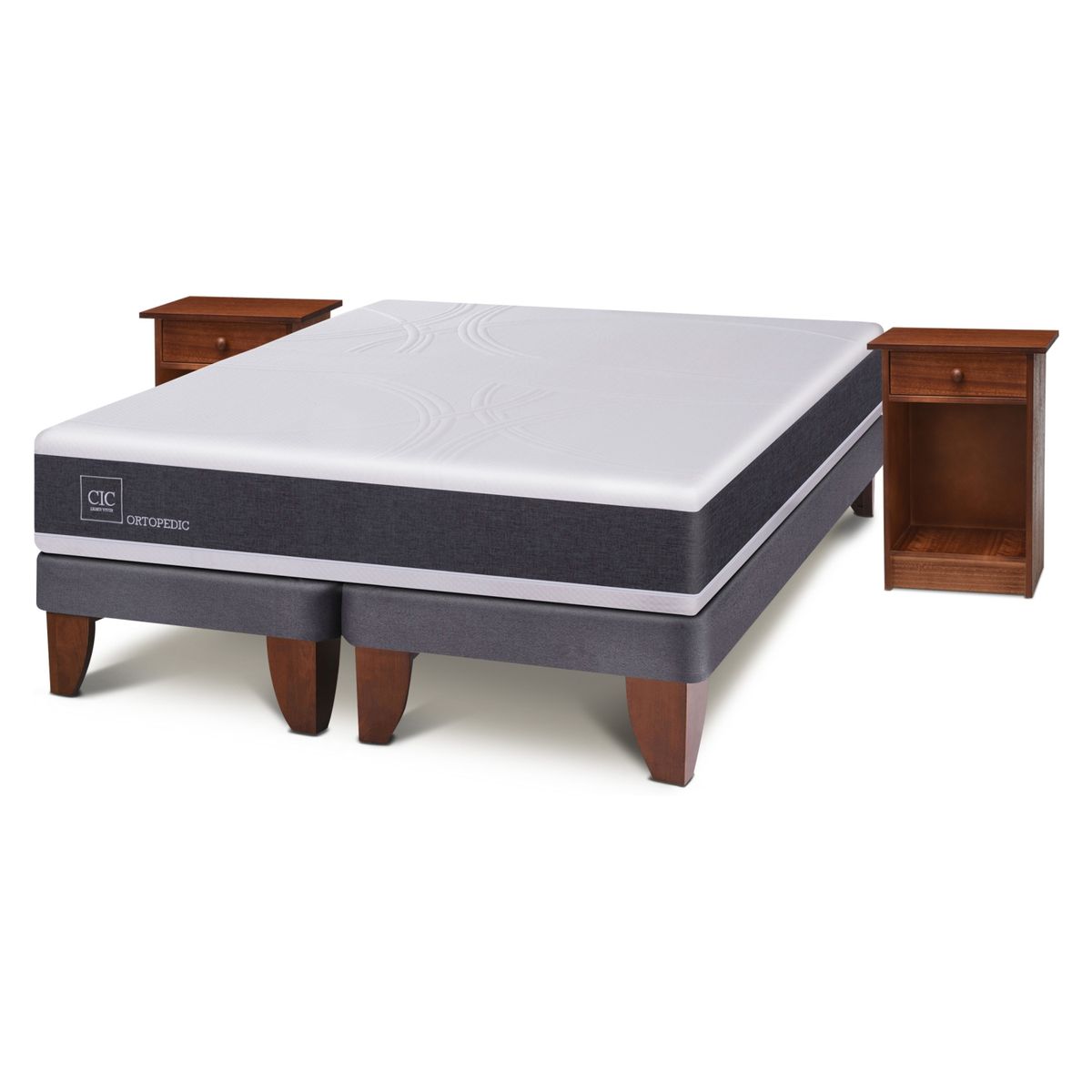 CIC - Cama Europea Ortopedic 2 Plazas Base Dividida Velador Vill Cic