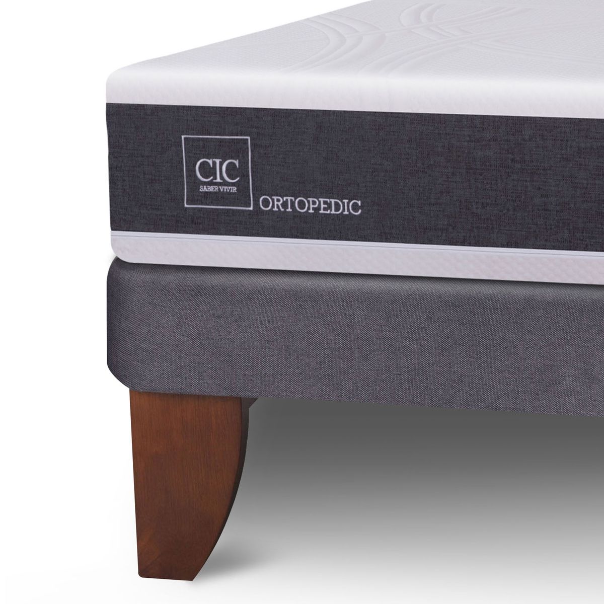 CIC - Cama Europea New Ortopedic 2 Plazas Base Dividida + Velador Milán Cic