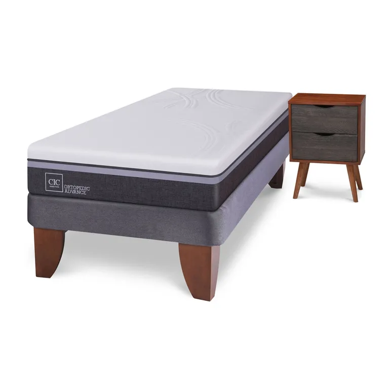 CIC Cama Europea Ortopedic Advance 1.5 Plazas + Velador Niger