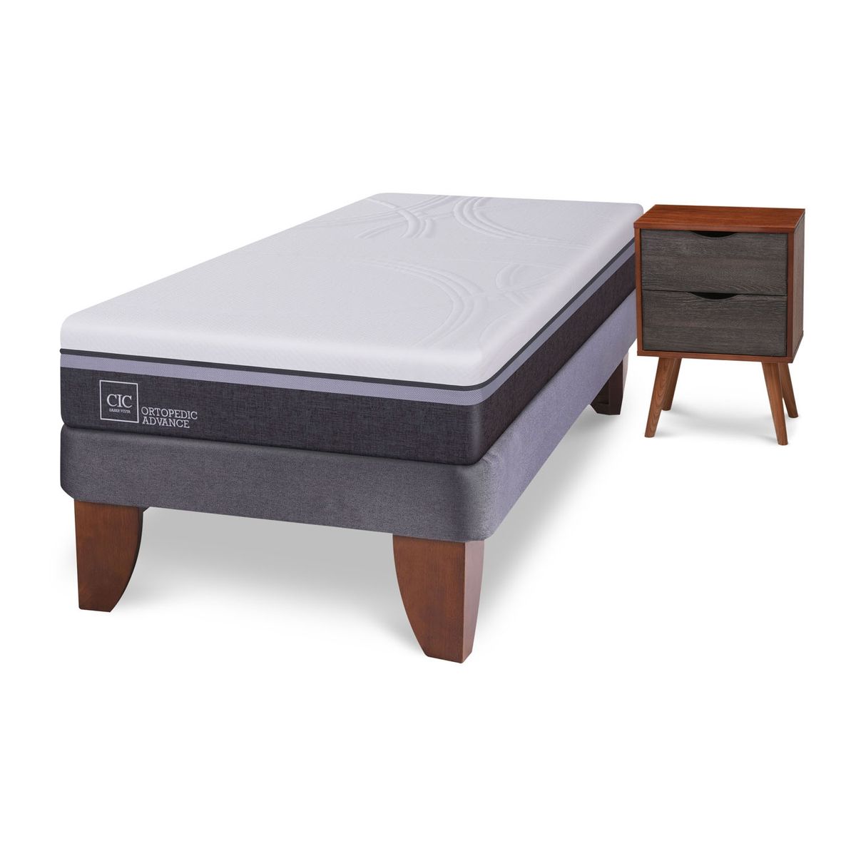 CIC - Cama Europea Ortopedic Advance 1.5 Plazas + Velador Niger Cic