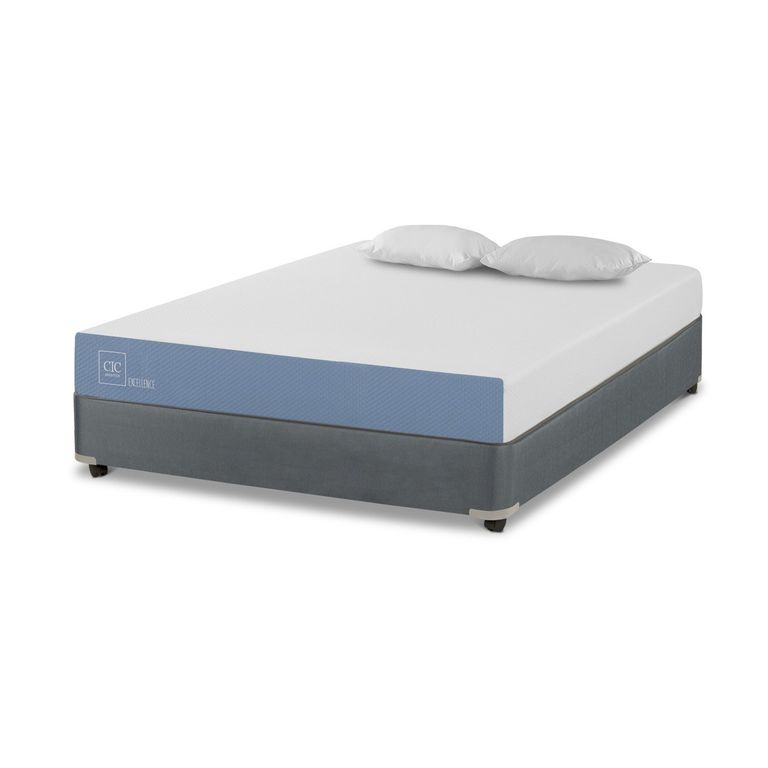 CIC Cama Americana Excellence Full x 1.90 mt base normal + 2 almohadas