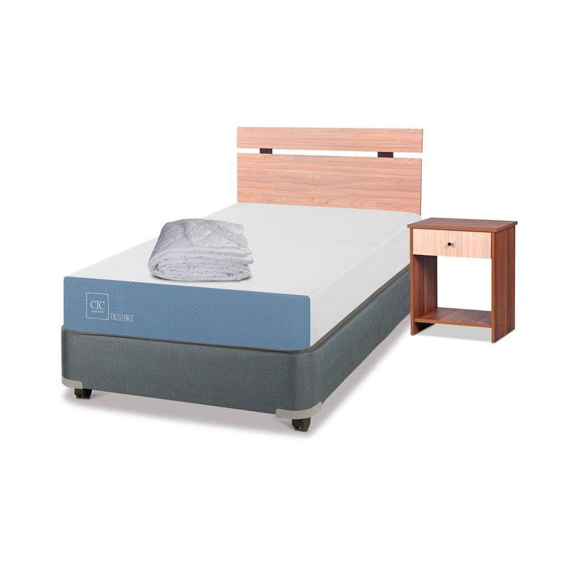 CIC - Box Spring Excellence 1,5 Plaza Set Olmo + Plumón   Cic
