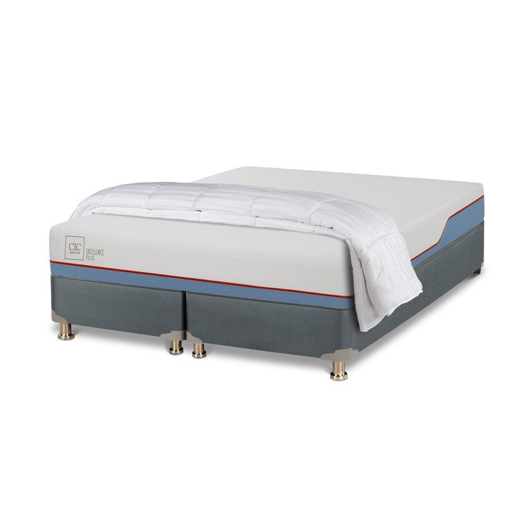 CIC Cama Americana Excellence Plus 2 Plazas x 2.00 mt base dividida + 1 Plumón