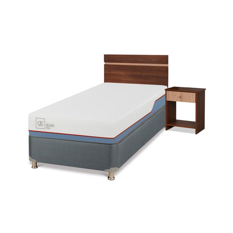 Cama Americana Excellence Plus 1 Plaza x 2.00 mt + Respaldo + 1 Velador