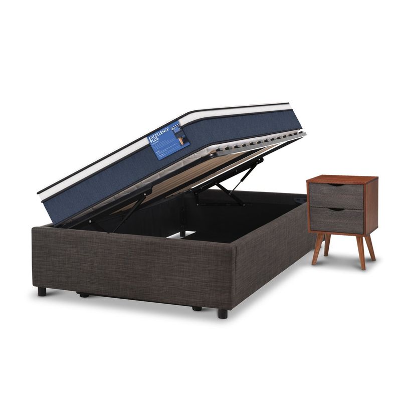 CIC - Cama Spacama Europea Box Excama Europeal Plus 1.5 Plumón Nig + Velador Cic