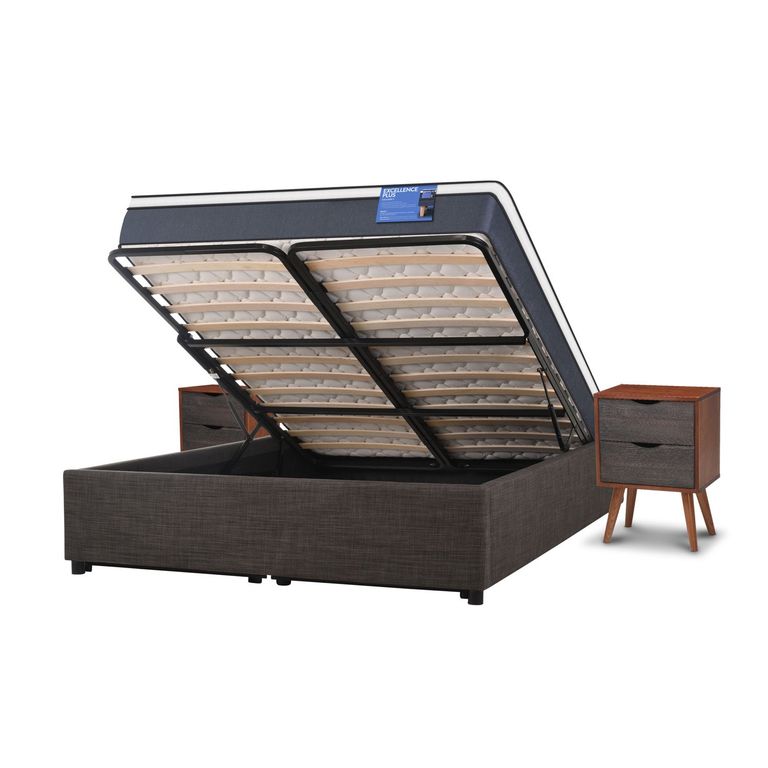CIC Cama Baúl Excellence Plus 2 Plazas x 2.00 mt + 2 veladores